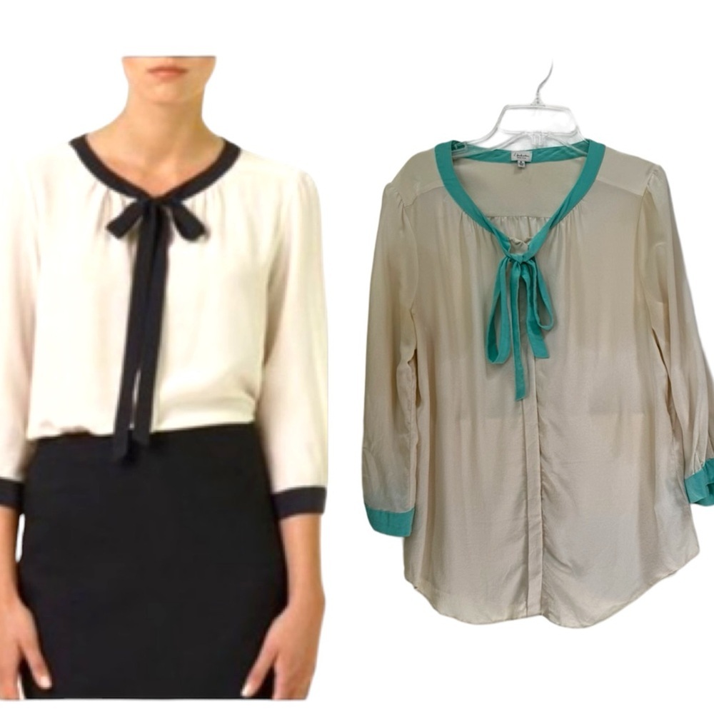 Aritzia Babaton Sabrina Silk Blouse Neck Tie Lightweight Minimalist Tiffany Blue